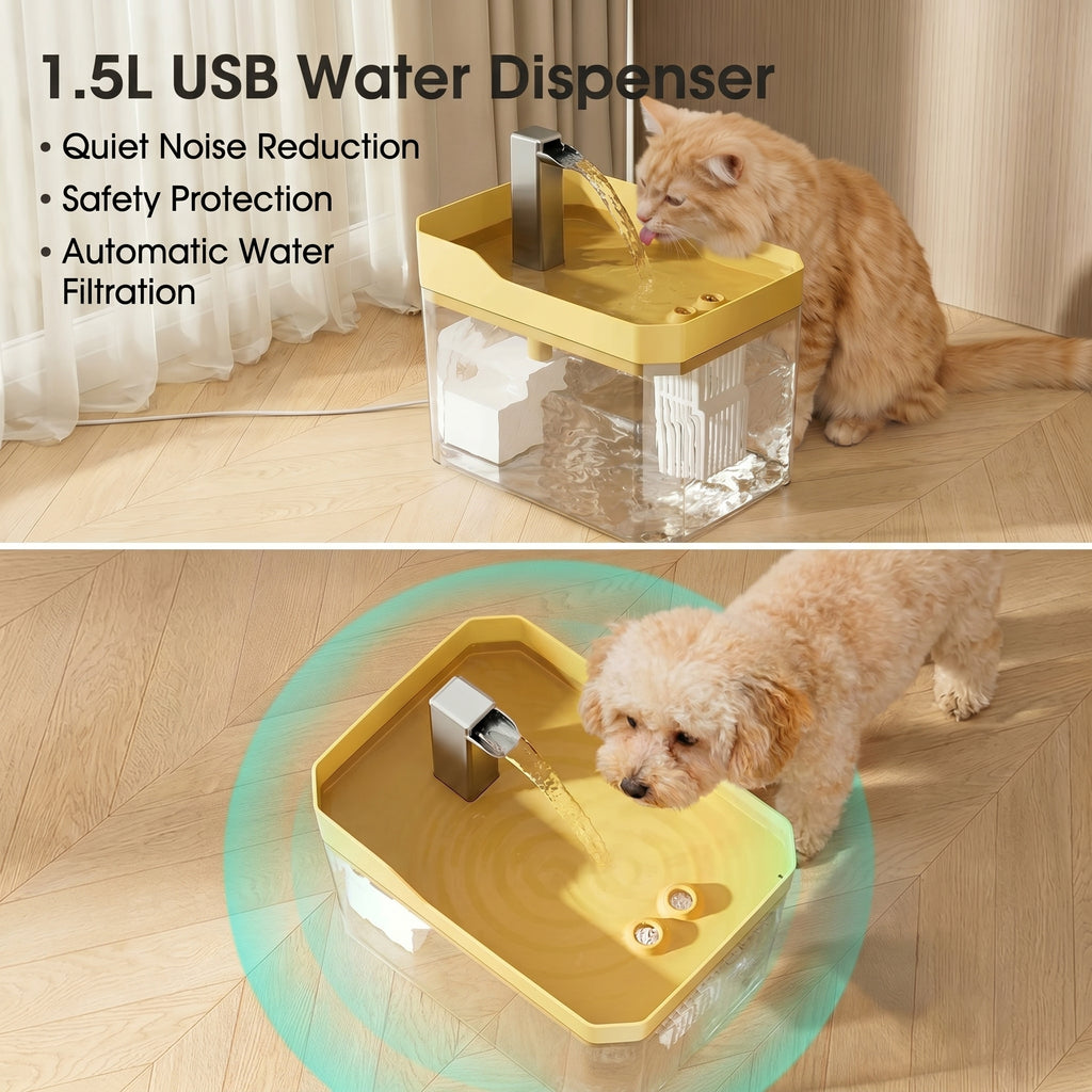Cat and Dog Water Fountain Auto Filter Transparent Cat Drinker USB Anti-Dry Burning Recirculate Filtering Water Dispenser with Pump