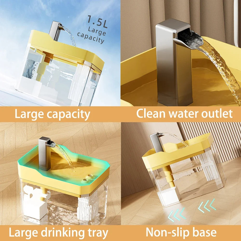 Cat and Dog Water Fountain Auto Filter Transparent Cat Drinker USB Anti-Dry Burning Recirculate Filtering Water Dispenser with Pump