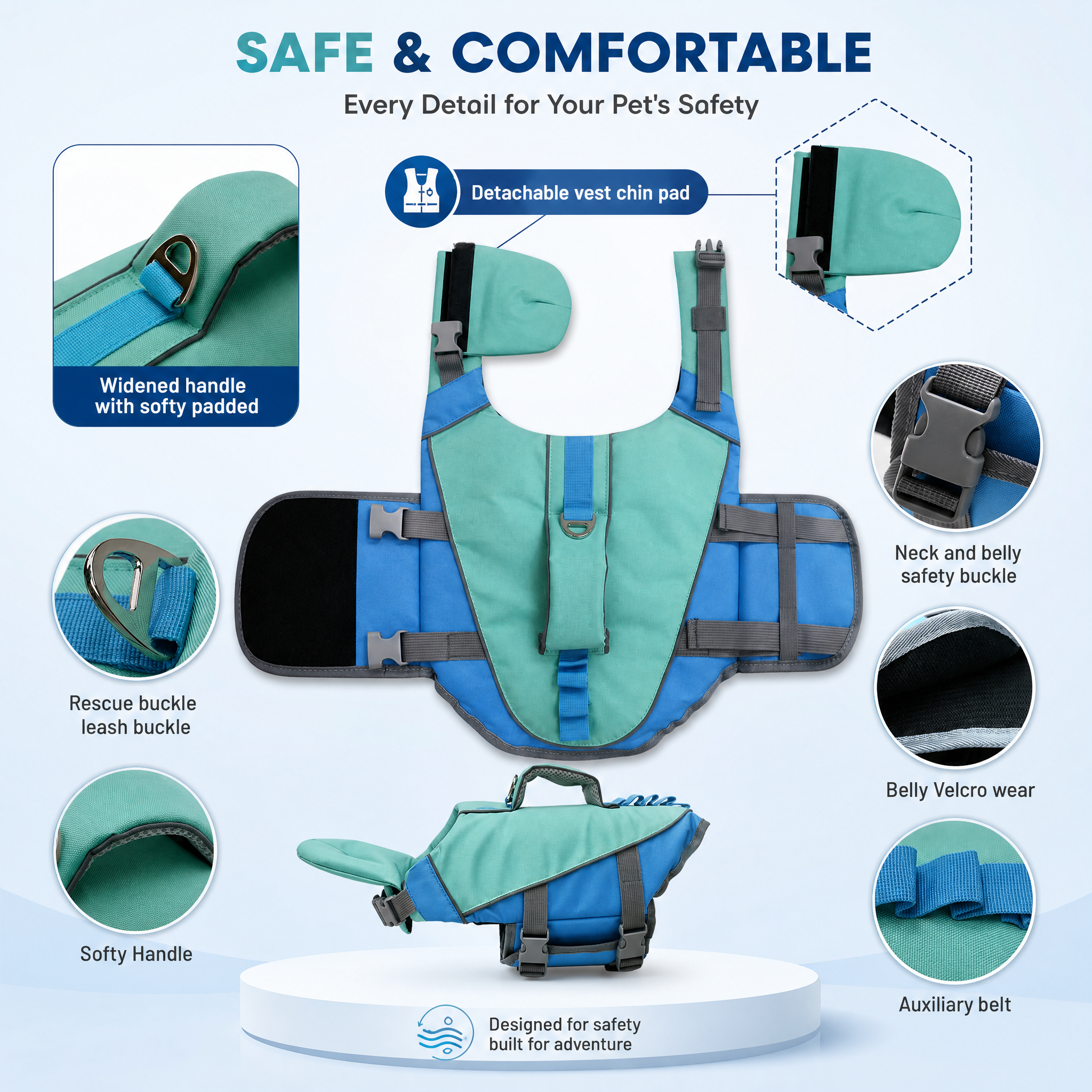 RosyPaw™ Dog Life Jacket with Chin Float