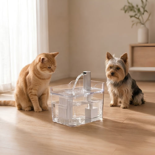 Cat and Dog Water Fountain Auto Filter Transparent Cat Drinker USB Anti-Dry Burning Recirculate Filtering Water Dispenser with Pump