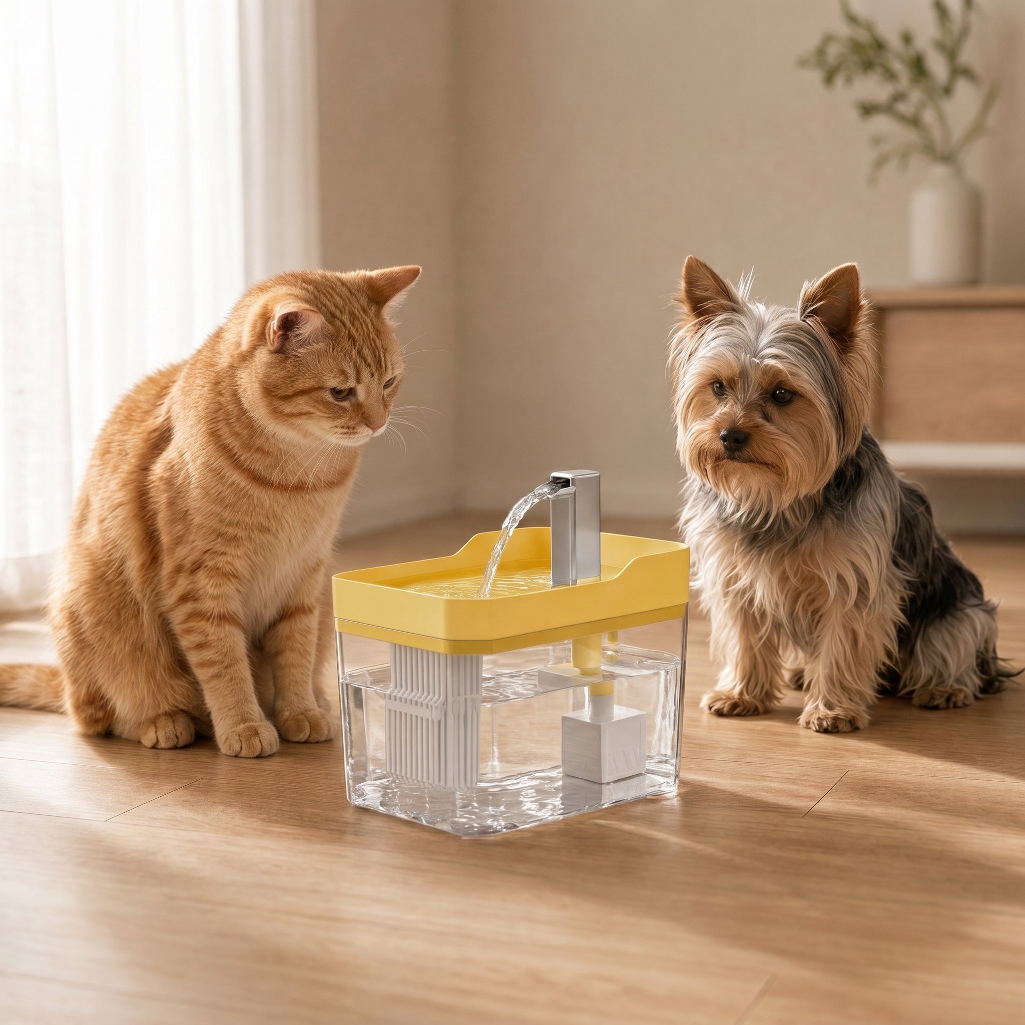 Cat and Dog Water Fountain Auto Filter Transparent Cat Drinker USB Anti-Dry Burning Recirculate Filtering Water Dispenser with Pump